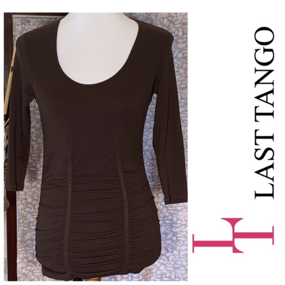 Last Tango solid brown 3/4 sleeved top.
